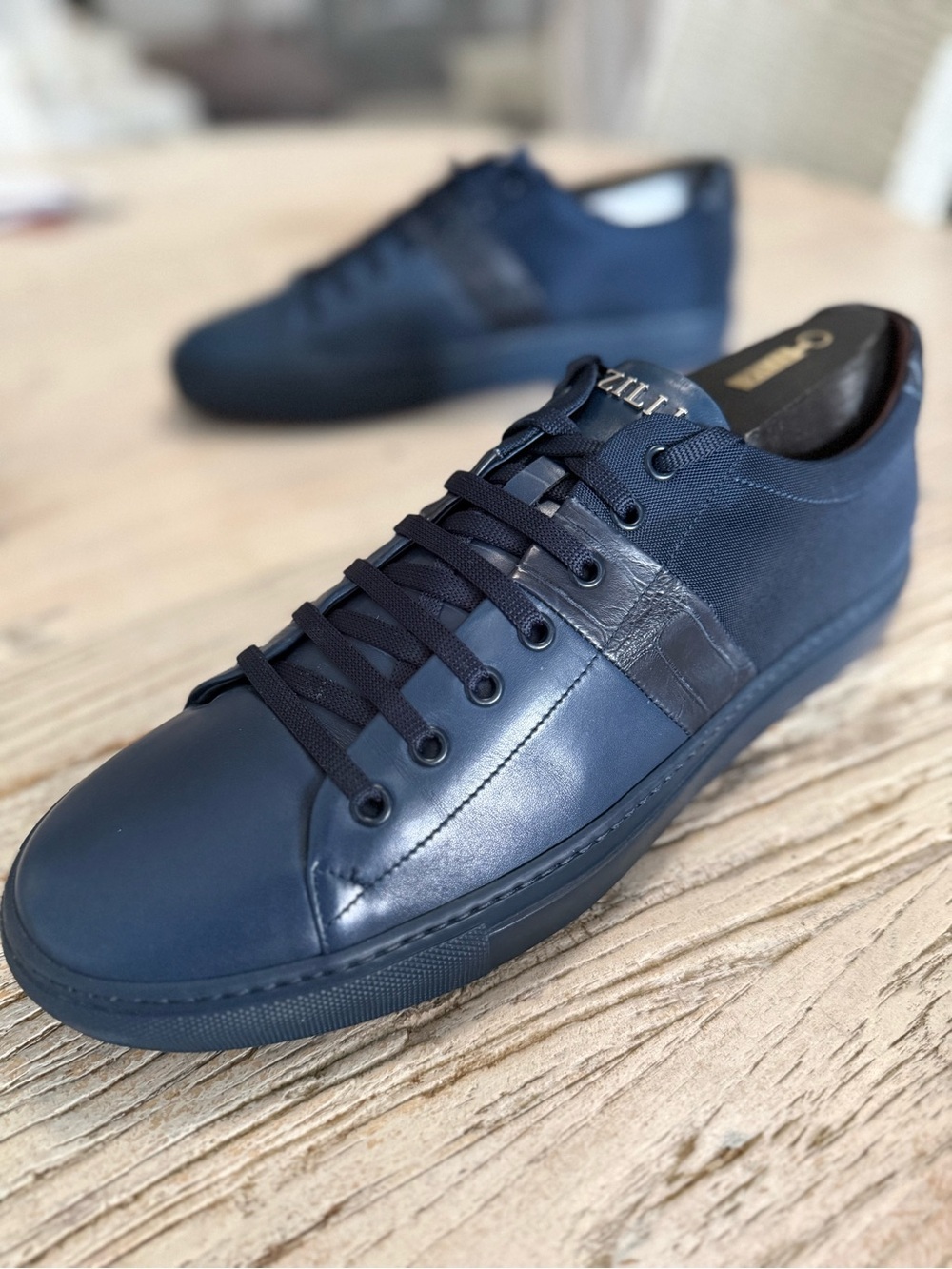 Men’s Zilli Calf Leather Sneakers Dark Blue Italy size 44